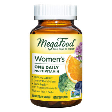 MegaFood Women'S One Daily Multivitamin For Women - With Iron B Complex Vitamin C Vitamin D Biotin And More - Plus Real Food - Immune Support Supplement - Bone Health - Vegetarian - 90 Tabs