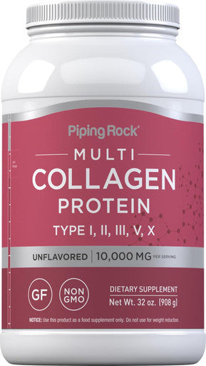 Piping Rock Multi Collagen Protein Powder | 32Oz | Types I Ii Iii V X | Unflavored | Gluten Free