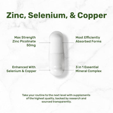 Deal Supplement Zinc 50mg with Selenium 200mcg + Copper 240 Capsules 8 Month Supply 3 in 1 Mineral Formula