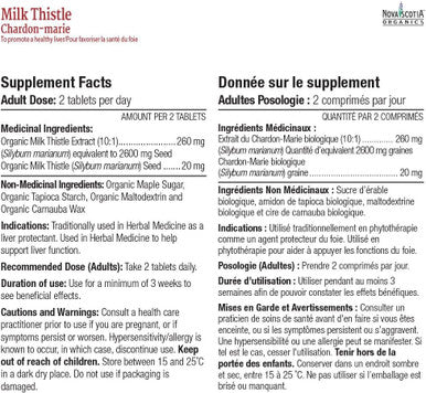 Nova Scotia Organics Milk Thistle (60 tablets) - NPN 80008367
