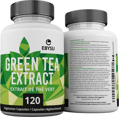 EBYSU Green Tea Extract with EGCG Antioxidant Supplement 500mg Capsules - 120 Day Supply
