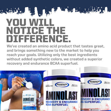 Gaspari Nutrition Aminolast, Recovery and Endurance BCAA Superfuel, 2:1:1 Amino Acid Ratio, Fueled with Electrolytes (30 Servings, Watermelon Blast)