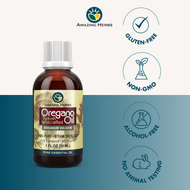 Amazing Herbs Pure Oregano Essential Oil - 100% Pure Oregeno Oil, Improves Cardiovascular Health And Promotes Gastrointestinal And Respiratory Health - 1 Fl Oz