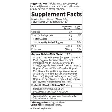 Garden of Life Organics Golden Milk Recovery & Nourishment Powder - 44Mg Turmeric Curcumin (95% Curcuminoids) Ashwagandha - Organic Non-Gmo Vegan & Gluten Free Herbal Supplements 30 Servings