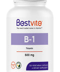 Vitamin B-1 (Thiamin) 500mg (120 Vegetarian Capsules) - No Stearates - Vegan - No Calcium Carbonate - Non GMO - Gluten Free - No Silicon Dioxide