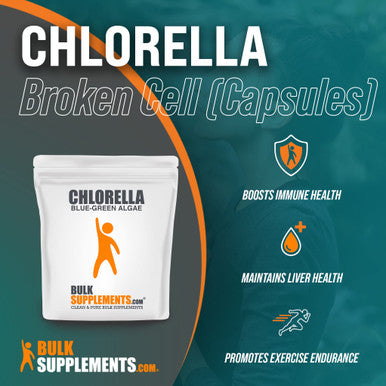 BulkSupplements Chlorella Capsules - Superfood Supplement for Immune Support, Broken Cell Wall - - 3g (6 Capsules) - 50-Day Supply (300 Veg Capsules)