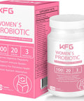 KFG Women's Probiotic 100 Billion CFUs 20 Strains with Organic Prebiotics Cranberry & D Mannose for Boost Immune Digestive Gut Vaginal & Urinary Health Gluten Dairy & Soy Free 100 Tablets.