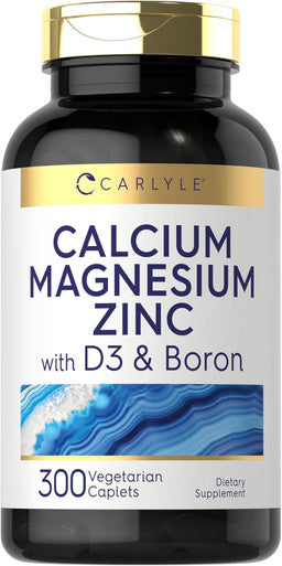 Carlyle Calcium Magnesium Zinc with Vitamin D3 and Boron | 300 Caplets | Vegetarian Non-GMO Supplement