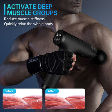 Massage Gun Deep Tissue, Mini Percussion For Athletes, Portable Muscle With 6 Attachments Pain Relief - Back, Neck, Body & 30 Speed (Black)