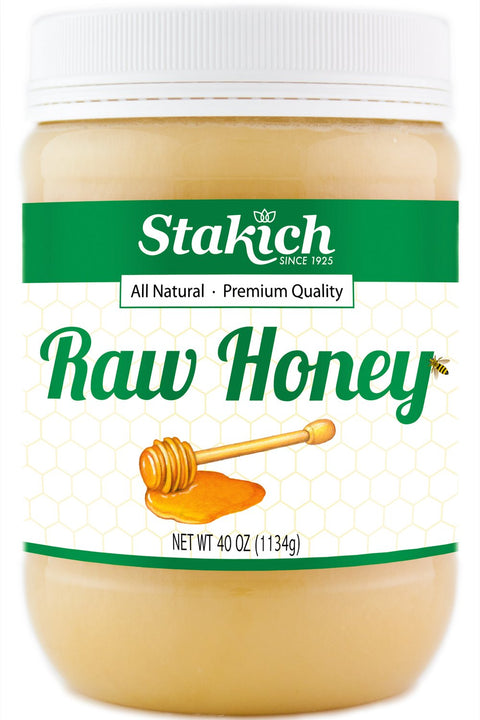 Stakich Raw Honey - Pure, Unprocessed, Unheated, Kosher - 5 Pound (80 Ounce)