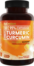 BioEmblem Turmeric Curcumin with BioPerine Curcuminoids For Joint Support and Heart Health Made With Organic Turmeric Powder And Curcuminoids Extract - Non-GMO Made In USA