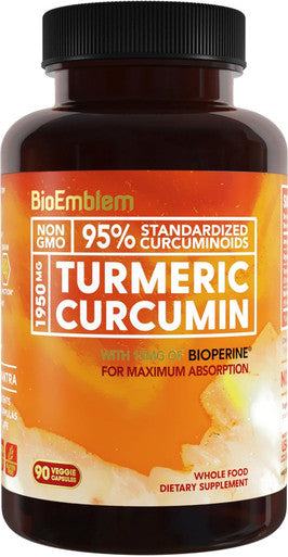 BioEmblem Turmeric Curcumin with BioPerine Curcuminoids For Joint Support and Heart Health Made With Organic Turmeric Powder And Curcuminoids Extract - Non-GMO Made In USA