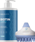 Exfoliating Shampoo Brush Plus Biotin Shampoo Bundle - Hair Shampoo Brush And Scalp Exfoliator With Volumizing Shampoo Made With Rosemary Essential Oil And Biotin For Thinning Hair