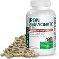 Bronson Iron Bisglycinate 25 mg Gentle on The Stomach, Supports Energy & Healthy Red Cell Production - Non-Constipating Formula - Non GMO, 180 Vegetarian Capsules