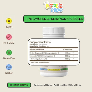 Miracle Moo Colostrum Capsules (unflavored) + Colostrum Chews (Strawberry)