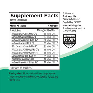 Rootcology Prob 50 - Ten Well-Researched Probiotic Strains To Maintain Bowel Health And Proper Elimination - Acidophilus, Lactoba