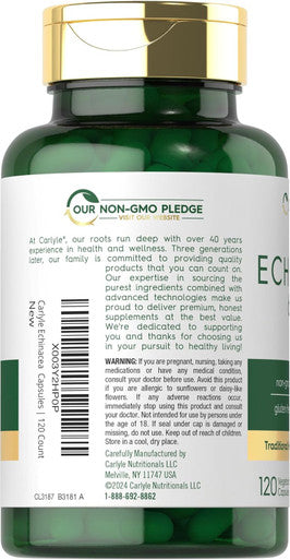 Carlyle Echinacea Capsules 650mg | 120 Count | Non-GMO & Gluten Supplement