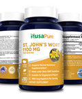 NusaPure St. John's Wort 1100 mg 180 Veggie Capsules (Vegetarian,Non-GMO & Gluten-Free) 1950 mcg Hypericin