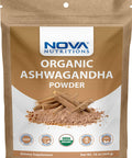 Nova Nutritions Certified Organic Ashwagandha Powder 16 OZ (454 gm) - Also Called Withania Somnifera