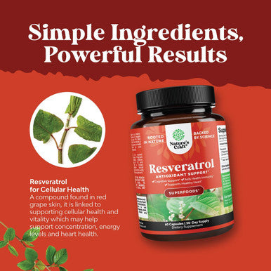 Natures Craft Youthful Trans Resveratrol Supplement - Natural Joint Support Supplement - Optimized Resveratrol Capsules with AMPK Activator Brain Booster Immune Support and Heart Health Supplement