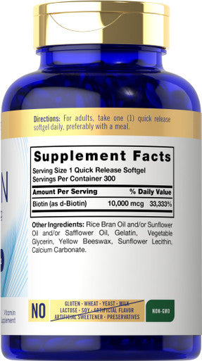 Carlyle Biotin 10000Mcg | 300 Softgels | Max Strength | Non-Gmo, Gluten Free Supplement