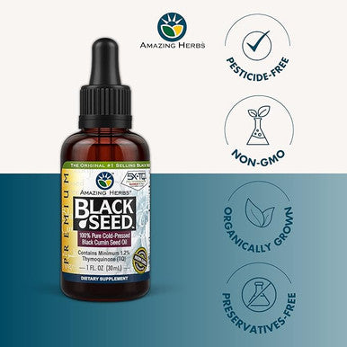 Amazing Herbs Black Seed Oil - Cold Pressed - Premium - 1 Fl Oz By Amazing Herbs