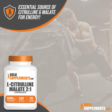 Bulksupplements.Com L-Citrulline Malate Capsules - L-Citrulline Dl-Malate 2:1, Citrulline Malate Supplement - Gluten Free, 8 Capsules Per Serving, 240 Capsules (Pack Of 1)