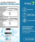 Renew Actives New Probiotics 60 Billion Cfu With Maktrek Bi-Pass Technology, Probiotics Made To Survive Stomach Acid With Advanced Absorption For Digestive Health, Immunity, & 60 Capsules!