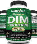 Nutrivein DIM Supplement 400mg Diindolylmethane Plus Bioperine - Maintain Hormone Balance with Estrogen for Menopause and Middle Age - Supports Acne and PCOS Treatment Men & Women
