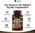 Reishi Mushroom Capsules - High Strength 4000Mg Mushroom Supplements - 120 Vegan Mushroom Powder Capsules - Reishi Supplement 100% From The Fruiting Body Made In Uk By Leaf