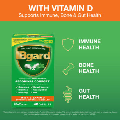 IBgard Daily Gut Health Support with Vitamin D 48 Caplets