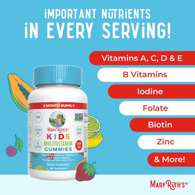 Maryruth Organics Multivitamin and Probiotic Gummies (Strawberry) for Kids | Clean Label Project Verified | Vitamins for Gut Health Immunity & Overall Wellness | Vegan Non-GMO Gluten