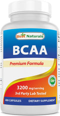 Best Naturals BCAA Branch Chain Amino Acid 3200mg per Serving 400 Capsules - Pharmaceutical Grade - 100% Pure Instantized Formula | Pre/Post Workout Bodybuilding Supplement | Boost Muscle Growth
