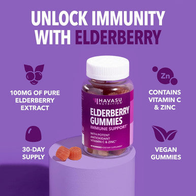 Sambucus Elderberry Gummies For Adults - Immune Support Supplement With Vitamin C And Zinc - Enhanced Formula For Daily Defense - 60 Count, 1 Month Supply, Berry Flavor - Convenient Wellness