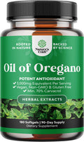 Natures Craft Vegan Wild Oregano Oil Softgels - Super Concentrated Oil of Oregano Softgels with 3000mg Herbal Equivalent and Min 70% Carvacrol for Gut Heart Detox and Immune Support - Vegan & Non-GMO (180CT)