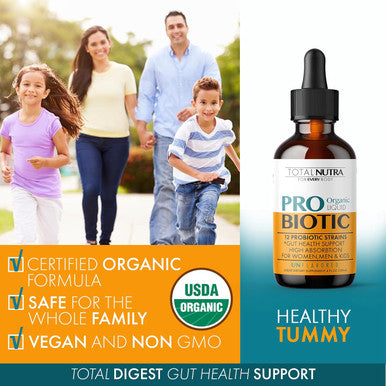 Liquid Probiotic For Women, Men, Kids, Toddler Probiotic: Usda Organic Probiotics, Vegan Probiotic Liquid & Alfalfa Blend + Acidophilus For Gut Health, Dairy Gluten Sugar , Non-Gmo Oral Probiotics