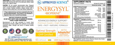 Approved Science Energysyl Caffeine Free Energy Booster Increase Physical and Mental Endurance with Reishi Mushrooms Bioperine 3 Month Supply