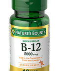 Nature's Bounty Vitamin B-12 Supplement, Supports Metabolism and Nervous System Health, 5000mcg, 40 Tablets