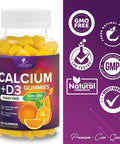 Nature'S Nutrition Sugar Calcium Gummy Bites Plus 400 IU Vitamin D3 Bone Health & Immune Support Supports Bone Strength - Chewable Calcium Nutrition Supplement Non-GMO Orange Flavor Chews - 60 Gummies