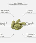 Paradise Herbs Earth's BlendAÃƒâ€šÃ‚Â® Organic Superfood Multivitaman with Iron | Antioxidants, Probiotics, Adaptogens, Vitamins A, B, C, D, K2 | Orac Energy Greens + Minerals + Herbs | 60 Vegetarian Capsules
