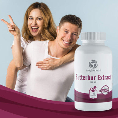 LongLifeNutri Butterbur Extract 100Mg 180 Vegetarian Capsules | Made In Usa | Natural Supplement | 100 Mg Pure Powder Pill Formula