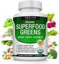 Organic Super Greens Capsules Superfood Fruit Veggie Supplement - 28 Powerful Natural Ingredients With Alfalfa, Beet Root, Tart Cherry & Ginger For Immune & Energy Support, For Men Women, 60 Tablets