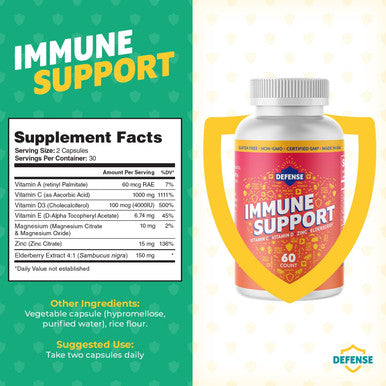 Supplement For Adults 30 Day Supply High Potency Immune Boost For Men And Women With Vitamin C, Zinc, Elderberry, And Vitamin D3, Daily Antioxidant, Non Gmo, Gluten-