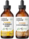 Wild & Organic Burdock Root Tincture 4 Fl Oz & Sarsaparilla Tincture 4 Fl Oz