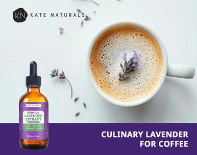 Kate Naturals Lavender Extract For Baking Drinks Coffee Lattes. Food Grade Lavender Oil For Flavoring & Cooking (1Oz Sugar )