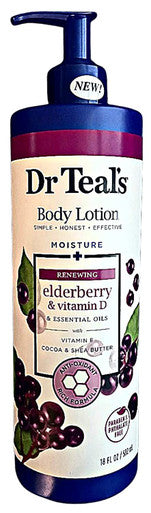 Elderberry, Vitamin D, & Essential Oils with Vitamin E, Cocoa & Shea Butter Moisturizing Body Lotion, 18 oz, pack of 2, Paraben & Phthalate Free