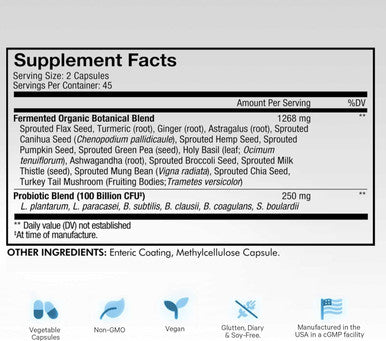 Codeage SBO Probiotics 100 Billion CFUs Per Serving Multi Strain Soil Based Organisms Blend and Organic Fermented Botanical Blend Shelf-Stable 90 Capsules