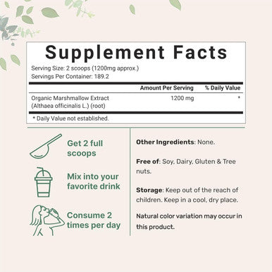Micro Ingredients Organic Marshmallow Root Powder 8 Ounce Filler and Traditionally Used Supports Digestive Gastrointestinal Health Non-Irradiated and No GMOs Vegan Friendly