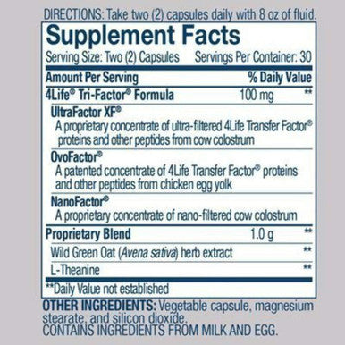 4Life Transfer Factor Reflexion - Targeted Mindset Stress and Brain Support with L-Theanine Wild Green Oat and Proprietary Tri-Factor Immune Support Formula - 60 Capsules