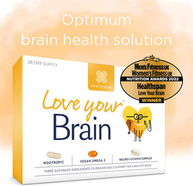 Healthspan Love Your Brain Multivitamin | 28 Day Supply | Support Cognitive Health & Psychological Function | Vegan Omega 3 | Nootropic | Neuro Vitamin Complex | Vegan